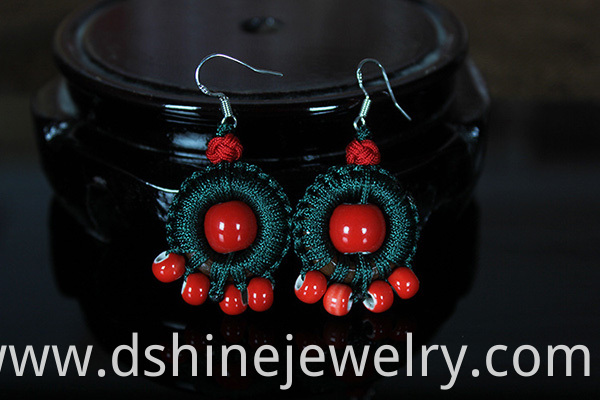 Ceramics Beads Silver Hook Earring